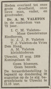 Overlijdensbericht Bob Valeton